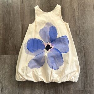 Zara Bubble Dress Sleeveless Blue Flower